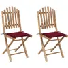 Image de Chaises Pliables De Jardin Lot De 2 Avec Coussins Bambou Vidaxl