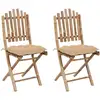 Image de Chaises Pliables De Jardin Lot De 2 Avec Coussins Bambou Vidaxl