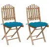 Image de Chaises Pliables De Jardin Lot De 2 Avec Coussins Bambou Vidaxl