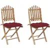 Image de Chaises Pliables De Jardin Lot De 2 Avec Coussins Bambou Vidaxl