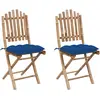 Image de Chaises Pliantes (lot De 2) Avec Coussins En Bambou Vidaxl