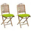 Image de Chaises Pliables De Jardin Lot De 2 Avec Coussins Bambou Vidaxl