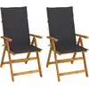 Image de Chaises Inclinables De Jardin Lot De 2 Et Coussins Bois Acacia Vidaxl