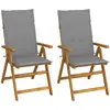 Image de Chaises Inclinables De Jardin Lot De 2 Et Coussins Bois Acacia Vidaxl
