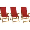 Image de Chaises Pliables De Jardin Lot De 3 Avec Coussins Bois D'acacia Vidaxl