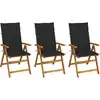 Image de Chaises Pliables De Jardin Lot De 3 Avec Coussins Bois D'acacia Vidaxl