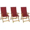 Image de Chaises Pliables De Jardin Lot De 3 Avec Coussins Bois D'acacia Vidaxl