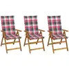 Image de Chaises Pliables De Jardin Lot De 3 Avec Coussins Bois D'acacia Vidaxl