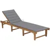 Image de Chaise Longue Pliable Avec Coussin Bois D'acacia Solide Vidaxl
