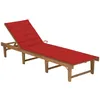 Image de Chaise Longue Pliable Avec Coussin Bois D'acacia Solide Vidaxl