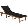 Image de Chaise Longue Pliable Avec Coussin Bois D'acacia Solide Vidaxl