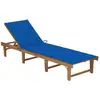 Image de Chaise Longue Pliable Avec Coussin Bois D'acacia Solide Vidaxl
