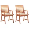 Image de Chaises À Manger D'extérieur Lot De 2 Et Coussins Acacia Massif Vidaxl