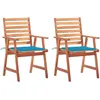 Image de Chaises À Manger D'extérieur Lot De 2 Et Coussins Acacia Massif Vidaxl