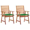 Image de Chaises À Manger D'extérieur Lot De 2 Et Coussins Acacia Massif Vidaxl