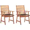 Image de Chaises À Manger D'extérieur Lot De 2 Et Coussins Acacia Massif Vidaxl