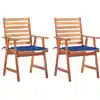 Image de Chaises À Manger D'extérieur Lot De 2 Et Coussins Acacia Massif Vidaxl
