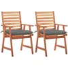 Image de Chaises À Manger D'extérieur Lot De 2 Et Coussins Acacia Massif Vidaxl