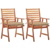 Image de Chaises À Manger D'extérieur Lot De 2 Et Coussins Acacia Massif Vidaxl
