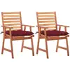 Image de Chaises À Manger D'extérieur Lot De 2 Et Coussins Acacia Massif Vidaxl