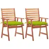 Image de Chaises À Manger D'extérieur Lot De 2 Et Coussins Acacia Massif Vidaxl