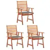 Image de Chaises À Manger D'extérieur Lot De 3 Et Coussins Acacia Massif Vidaxl