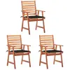 Image de Chaises À Manger D'extérieur Lot De 3 Et Coussins Acacia Massif Vidaxl