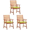 Image de Chaises À Manger D'extérieur Lot De 3 Et Coussins Acacia Massif Vidaxl