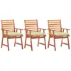 Image de Chaises À Manger D'extérieur Lot De 3 Et Coussins Acacia Massif Vidaxl