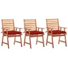 Image de Chaises À Manger D'extérieur Lot De 3 Et Coussins Acacia Massif Vidaxl