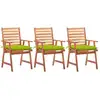 Image de Chaises À Manger D'extérieur Lot De 3 Et Coussins Acacia Massif Vidaxl