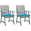 Image de Chaises À Manger D'extérieur Lot De 2 Et Coussins Acacia Massif Vidaxl