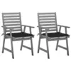 Image de Chaises À Manger D'extérieur Lot De 2 Et Coussins Acacia Massif Vidaxl