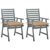 Image de Chaises À Manger D'extérieur Lot De 2 Et Coussins Acacia Massif Vidaxl