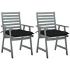 Image de Chaises À Manger D'extérieur Lot De 2 Et Coussins Acacia Massif Vidaxl