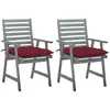Image de Chaises À Manger D'extérieur Lot De 2 Et Coussins Acacia Massif Vidaxl