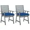 Image de Chaises À Manger D'extérieur Lot De 2 Et Coussins Acacia Massif Vidaxl