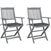 Image de Chaises Pliables D'extérieur Lot De 2 Et Coussins Bois D'acacia Vidaxl
