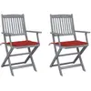 Image de Chaises Pliables D'extérieur Lot De 2 Et Coussins Bois D'acacia Vidaxl