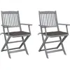 Image de Chaises Pliables D'extérieur Lot De 2 Et Coussins Bois D'acacia Vidaxl