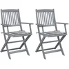 Image de Chaises Pliables D'extérieur Lot De 2 Et Coussins Bois D'acacia Vidaxl