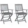 Image de Chaises Pliables D'extérieur Lot De 2 Et Coussins Bois D'acacia Vidaxl