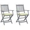 Image de Chaises Pliables D'extérieur Lot De 2 Et Coussins Bois D'acacia Vidaxl