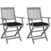 Image de Chaises Pliables D'extérieur Lot De 2 Et Coussins Bois D'acacia Vidaxl