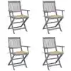 Image de Chaises Pliables D'extérieur Lot De 4 Et Coussins Bois D'acacia Vidaxl