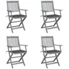 Image de Chaises Pliables D'extérieur Lot De 4 Et Coussins Bois D'acacia Vidaxl