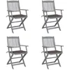 Image de vidaXL Lot de 4 Chaises Pliables dExtérieur avec Coussins Sièges de Terrasse Chaises de Salle à Manger Meubles de Patio 3064517