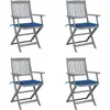 Image de Chaises Pliables D'extérieur Lot De 4 Et Coussins Bois D'acacia Vidaxl