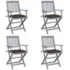 Image de Chaises Pliables D'extérieur Lot De 4 Et Coussins Bois D'acacia Vidaxl