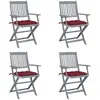 Image de Chaises Pliables D'extérieur Lot De 4 Et Coussins Bois D'acacia Vidaxl